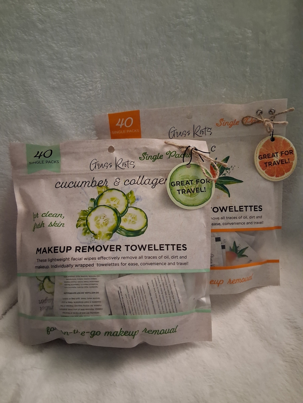 Grass Roots Makeup Remover Wipes Bundle - Cucumber & Vitamin C (80 Wipes Total) - Picture 2 of 16